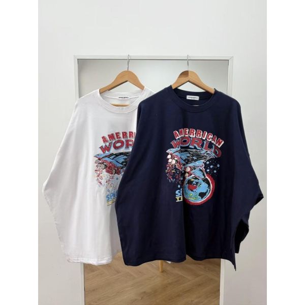 ZinD [ 太空美式休閒大寬Ｔ ] 2色 2602243 shihslica ZinD,zind,ZD,zooindrawer,zoo in 抽屜,抽屜動物園,丹寧,裙子,裙子富翁,洋裝,韓國襪子,年終慶,雙11,雙12,黑五,永恆慶,合購價,自訂,春裝