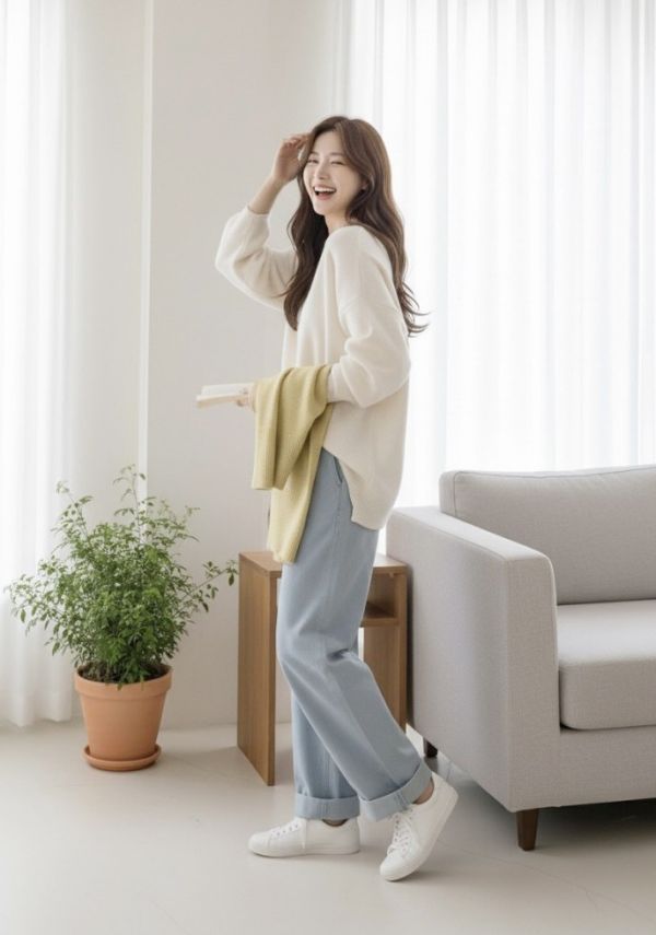 Z in D [ 圓領落肩寬鬆針織 ] 5色 2510151 ZinD,zind,ZD,zooindrawer,zoo in drawer,抽屜動物園,丹寧,牛仔外套,外套富翁,洋裝,韓國襪子