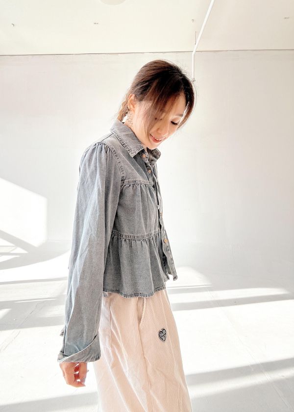 ZinD [ SALE 波浪蛋糕排扣丹寧襯衫 ] 2色 2610241 