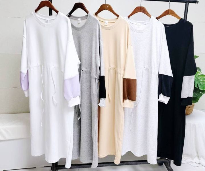 Z in D [ 袖子拼色縮腰連身洋裝 ] 5色 2510131 (shihslica) ZinD,zind,ZD,zooindrawer,zoo in drawer,抽屜動物園,丹寧,牛仔外套,外套富翁,洋裝,韓國襪子