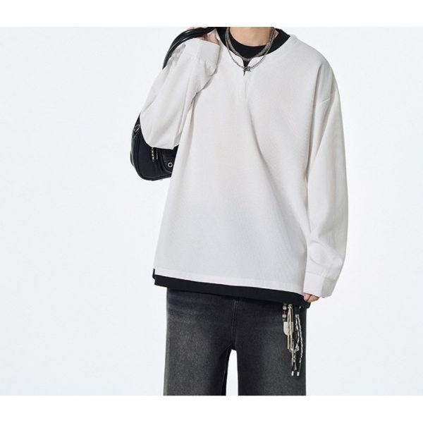 Z in D [ 男裝：假兩件層次領鬆餅紋Ｔ ] 3色 2510153 