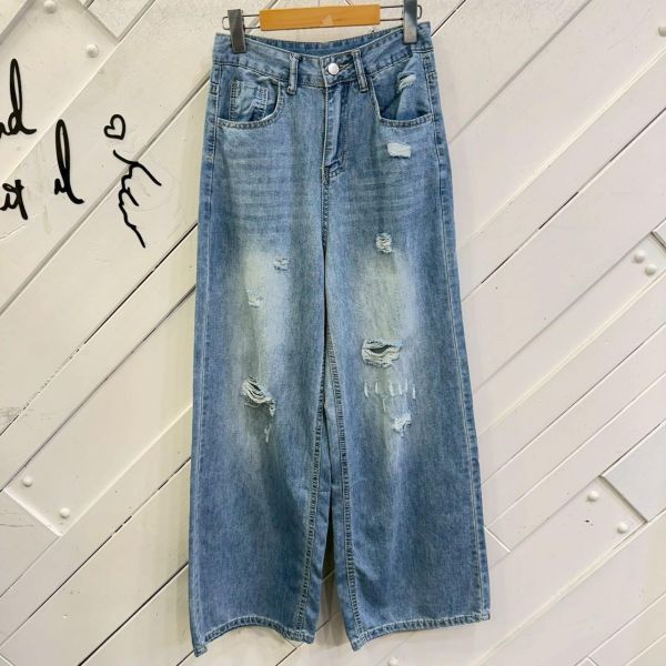 ZinD [ 刷色微破損直筒寬褲 ] 4尺寸 2604241 ZinD,zind,ZD,zooindrawer,zoo in 抽屜,抽屜動物園,丹寧,外套,外套富翁,洋裝,韓國襪子,年終慶,雙11,雙12,黑五,合購價,自訂,春裝,牛仔褲,顯瘦