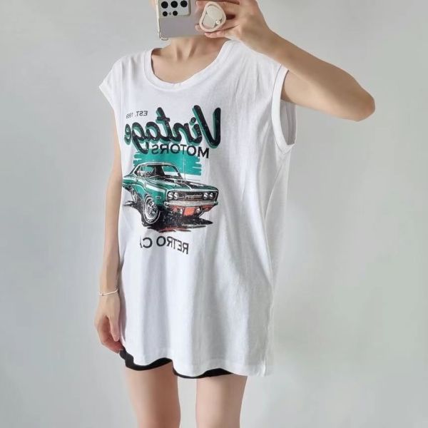 Z in D [ 美式古董車小蓋袖寬棉Ｔ ] 2色 2507091 (shihslica) ZinD,zind,ZD,zooindrawer,zoo in drawer,抽屜動物園,丹寧,牛仔外套,外套富翁,洋裝