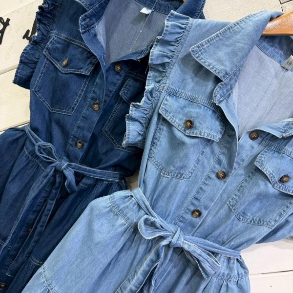 ZinD [ 波邊收腰甜氣質丹寧洋裝 ] 2色 2604271 （shihslica) ZinD,zind,ZD,zooindrawer,zoo in 抽屜,動物園,丹寧,外套,外套富翁,洋裝,韓國襪子,年終慶,雙11,雙12,黑五,百搭,合購價,自訂,春裝,Tshirt,首爾