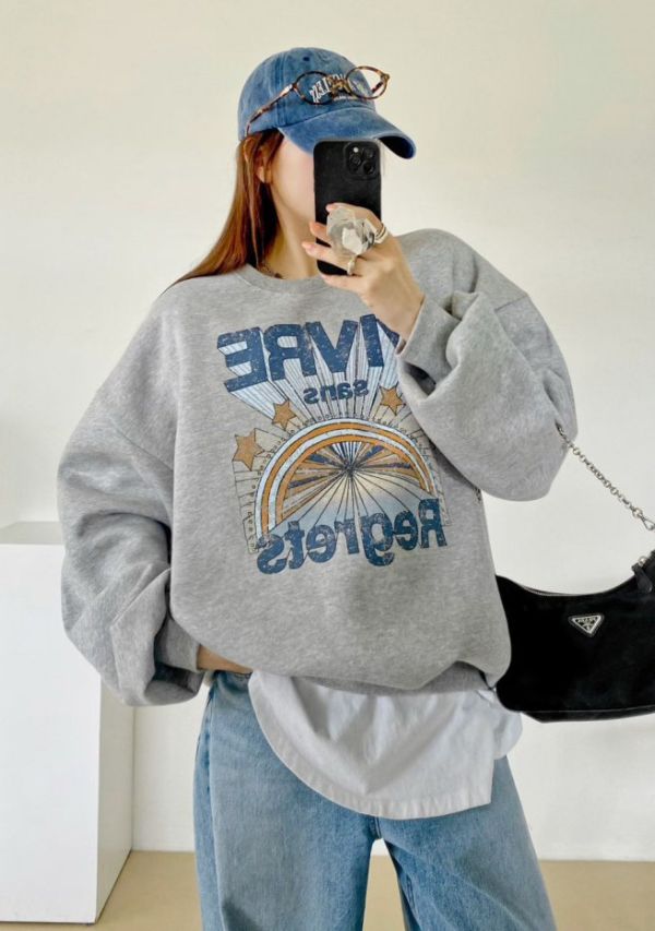 Z in D [ 星星彩虹復古美式寬Ｔ ] 3色 2511042 shihslica ZinD,zind,ZD,zooindrawer,zoo in drawer,抽屜動物園,丹寧,牛仔外套,外套富翁,洋裝,韓國襪子