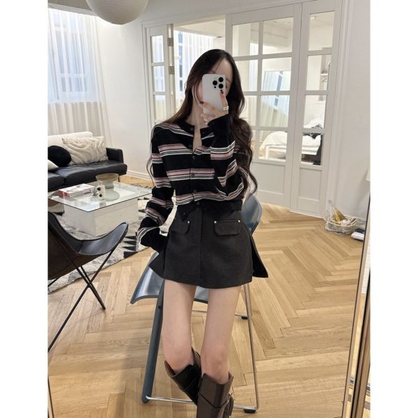 Z in D [ 配色學院風格經典針織排釦衫 ] 4色 2510132 (shihslica) ZinD,zind,ZD,zooindrawer,zoo in drawer,抽屜動物園,丹寧,牛仔外套,外套富翁,洋裝,韓國襪子