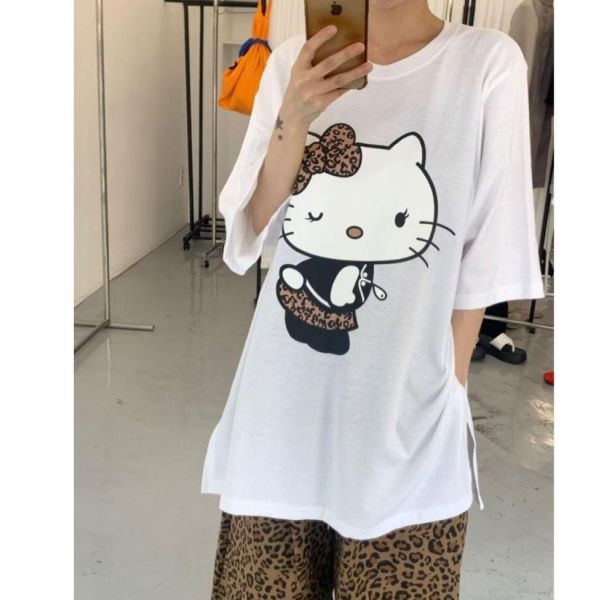 ZinD [ 豹紋凱蒂 好評再版 薄棉Ｔ ] 2色 2604203 ZinD,zind,ZD,zooindrawer,zoo in 抽屜,抽屜動物園,丹寧,裙子,裙子富翁,洋裝,韓國襪子,年終慶,雙11,雙12,黑五,永恆慶,合購價,自訂,春裝,Tshirt