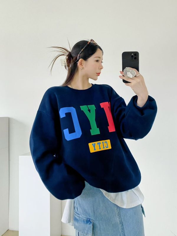 ZinD [ 彩字NYC內刷毛大學Ｔ ] 3色 2511192 ZinD,zind,ZD,zooindrawer,zoo in drawer,抽屜動物園,丹寧,牛仔外套,外套富翁,洋裝,韓國襪子