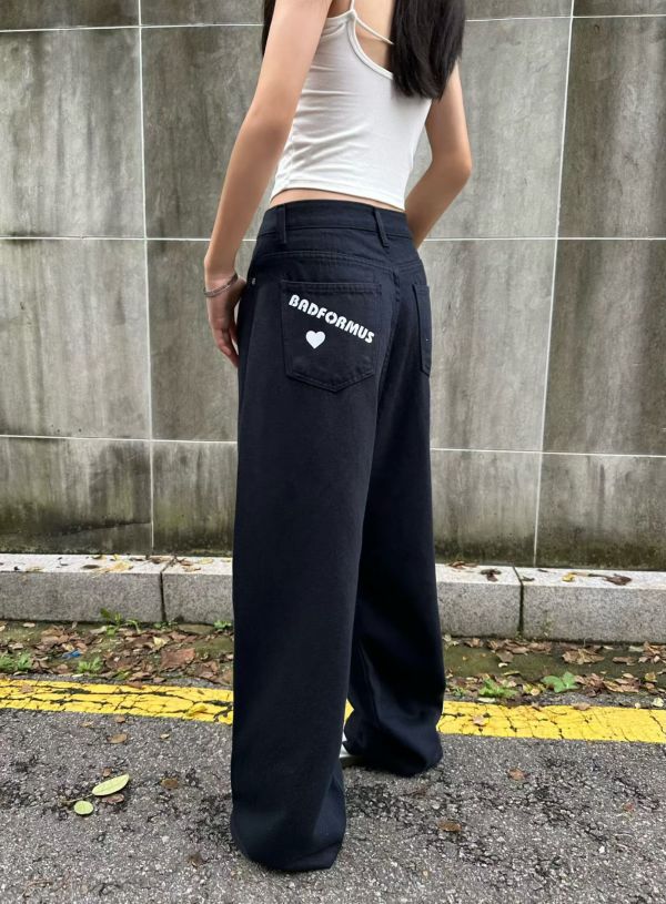 ZinD [ 後口袋文字混毛寬管休閒褲 ] 2色2尺寸 2511194 