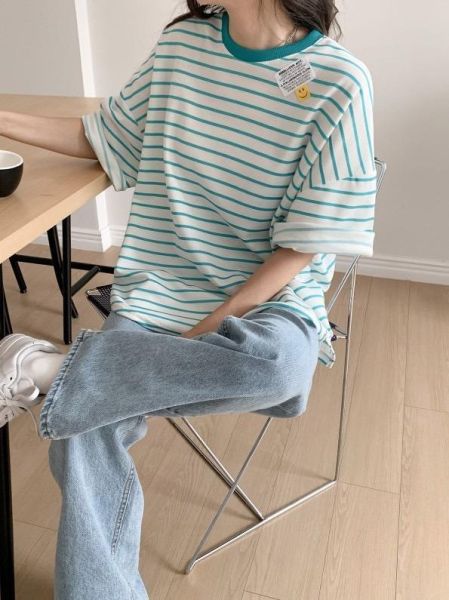 ZinD [ 微笑小標寬袖條紋T恤 ] 3色 2603161 shihslica 