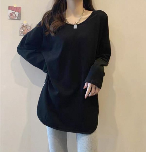 ZinD [ 大Ｕ領內磨毛側開衩美頸素Ｔ ] 2色 2511292 (shihslica) ZinD,zind,ZD,zooindrawer,zoo in drawer,抽屜動物園,丹寧,牛仔外套,外套富翁,洋裝,韓國襪子