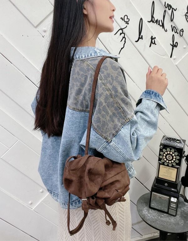 Z in D [ 豹紋拼接口袋單寧外套 ] 2510071 (shihslca) ZinD,zind,ZD,zooindrawer,zoo in drawer,抽屜動物園,丹寧,牛仔外套,外套富翁,洋裝