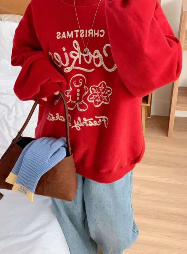 ZinD [ 繡線薑餅人刷毛暖T ] 2色 2511212 