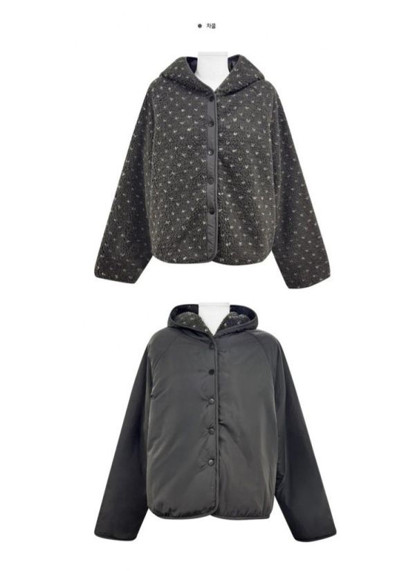 ZinD [ 小愛心毛毛連帽雙面暖外套 ] 3色 2511216 ZinD,zind,ZD,zooindrawer,zoo in drawer,抽屜動物園,丹寧,牛仔外套,外套富翁,洋裝,韓國襪子