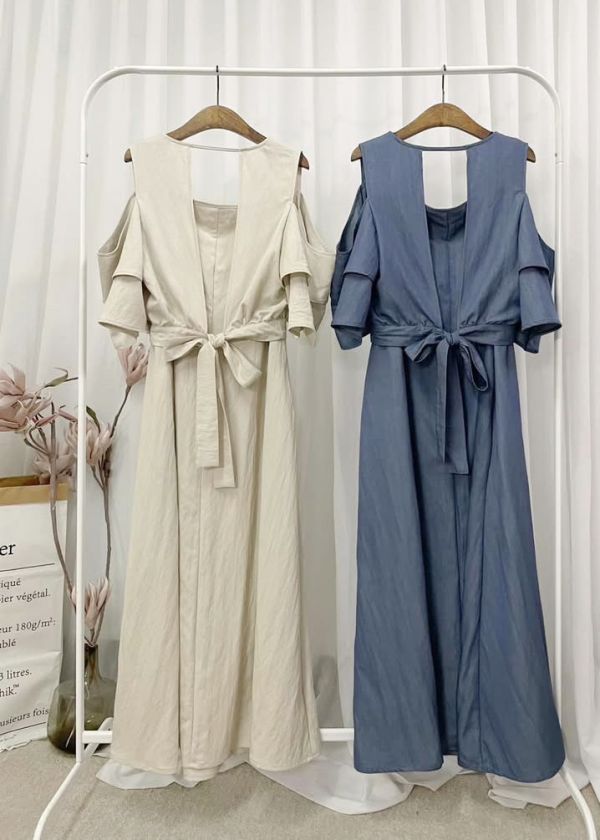 Z in D [ 兩件式背心連身裙＋露肩綁帶外罩衫 ] 2色 2505012 (shihslica) ZinD,zind,ZD,zooindrawer,zoo in drawer,抽屜動物園,丹寧,牛仔外套,外套富翁,洋裝
