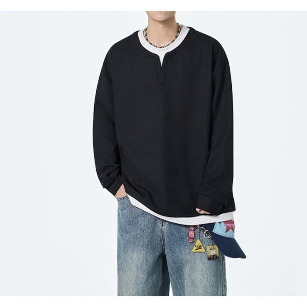 Z in D [ 男裝：假兩件層次領鬆餅紋Ｔ ] 3色 2510153 