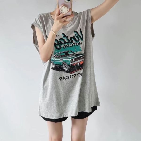 Z in D [ 美式古董車小蓋袖寬棉Ｔ ] 2色 2507091 (shihslica) ZinD,zind,ZD,zooindrawer,zoo in drawer,抽屜動物園,丹寧,牛仔外套,外套富翁,洋裝