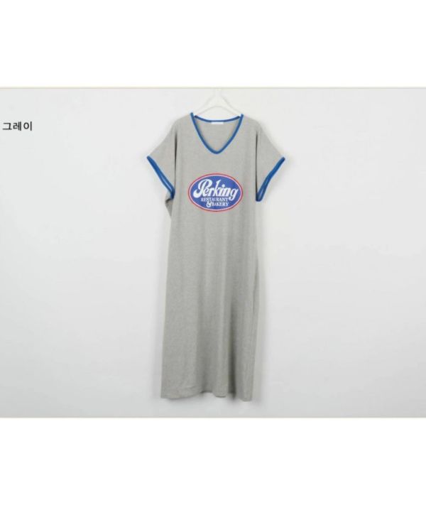Z in D [ v領配色滾邊棉質連身大寬Ｔ ] 3色 2507213 (shihslica) ZinD,zind,ZD,zooindrawer,zoo in drawer,抽屜動物園,丹寧,牛仔外套,外套富翁,洋裝