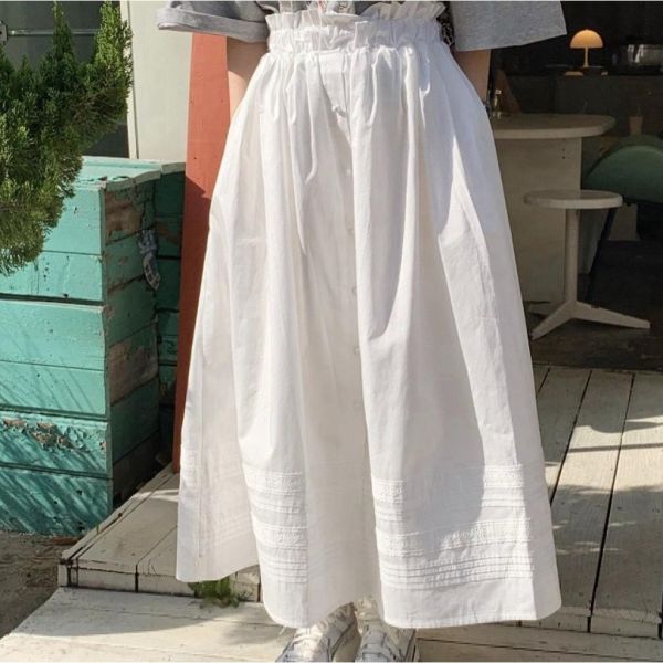 ZinD [ 鬆緊高腰排釦清新層次裙 ] 2色 2603055 shihslica ZinD,zind,ZD,zooindrawer,zoo in drawer,抽屜動物園,丹寧,牛仔外套,外套富翁,洋裝,韓國襪子,年終慶,雙11,雙12,黑五,週年慶,合購價,自訂款,shihslica,春裝