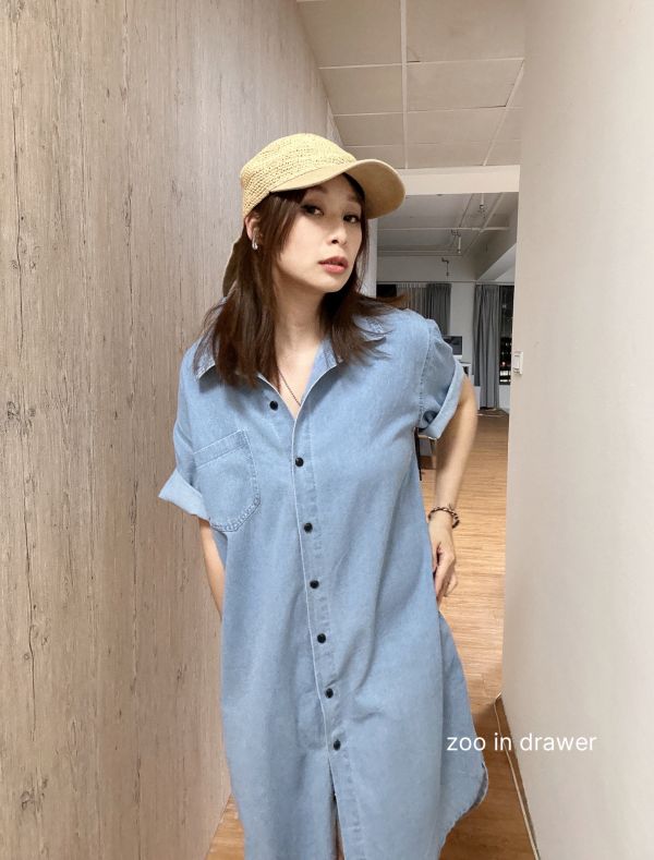Z in D [ 排扣連身丹寧襯衫 ] 丹寧藍 2506281 (shihslica) 
