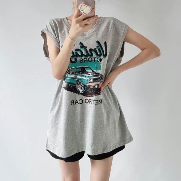 Z in D [ 美式古董車小蓋袖寬棉Ｔ ] 2色 2507091 (shihslica) ZinD,zind,ZD,zooindrawer,zoo in drawer,抽屜動物園,丹寧,牛仔外套,外套富翁,洋裝