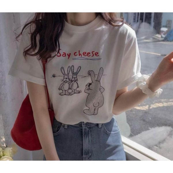 ZinD [ 拍照兔兔優質棉Ｔ ] 2色 2604041 shihslica ZinD,zind,ZD,zooindrawer,zoo in 抽屜,抽屜動物園,丹寧,裙子,裙子富翁,洋裝,韓國襪子,年終慶,雙11,雙12,黑五,永恆慶,合購價,自訂,春裝,Tshirt