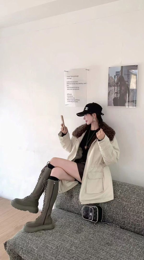 ZinD [ 捲毛大翻領可收腰軍風外套 ] 3色 2512261 