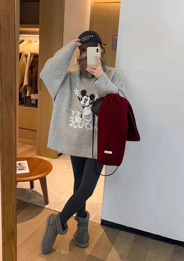 ZinD [ 單色復古米奇暖針織寬T ] 3色 2512282 