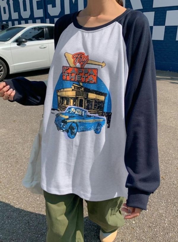 Z in D [ 美式復古汽車圖樣配色Ｔ恤 ] 2色 2510031 ZinD,zind,ZD,zooindrawer,zoo in drawer,抽屜動物園,丹寧,牛仔外套,外套富翁,洋裝