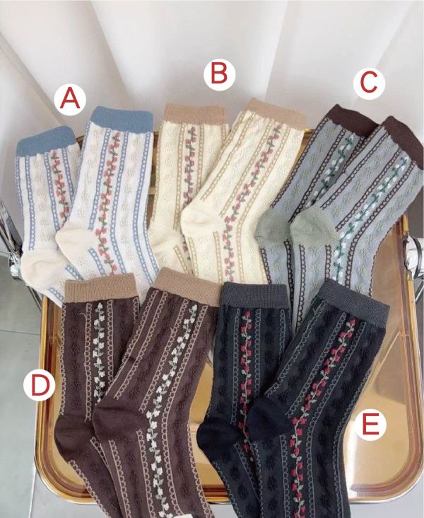 Z in D [ 韓製：古典古典緹花配色短襪 ] 5色 2510109 ZinD,zind,ZD,zooindrawer,zoo in drawer,抽屜動物園,丹寧,牛仔外套,外套富翁,洋裝,韓國襪子