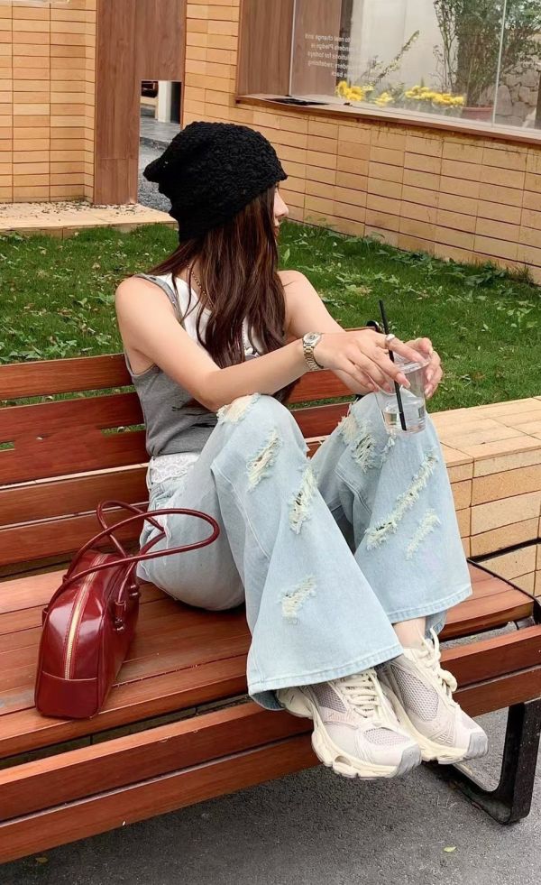 Z in D [ 破損刷淺色高腰丹寧寬褲 ] 4size 2505073 (shihslica) ZinD,zind,ZD,zooindrawer,zoo in drawer,抽屜動物園,丹寧,牛仔外套,外套富翁,洋裝
