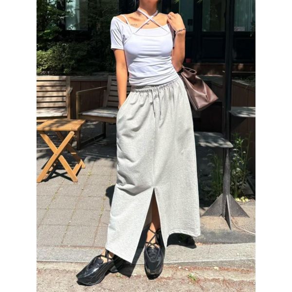 ZinD [ 開岔休閒百搭棉裙 ] 3色 2605013 ZinD,zind,ZD,zooindrawer,zoo in 抽屜,動物園,丹寧,外套,外套富翁,洋裝,韓國襪子,年終慶,雙11,雙12,黑五,百搭,合購價,自訂,春裝,Tshirt,首爾,正韓,套裝