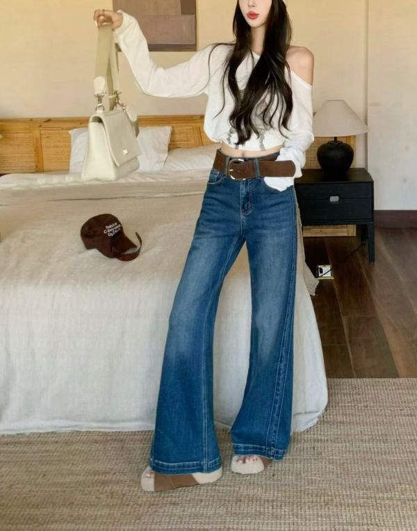 Z in D [ 側繡線俐落直腿喇叭褲 ] 2色4size 2510013 ZinD,zind,ZD,zooindrawer,zoo in drawer,抽屜動物園,丹寧,牛仔外套,外套富翁,洋裝