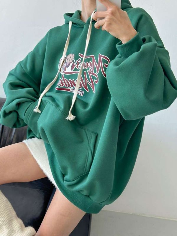 ZinD [ 美國熊熊文字休閒連帽Ｔ ] 3色 2511218 ZinD,zind,ZD,zooindrawer,zoo in drawer,抽屜動物園,丹寧,牛仔外套,外套富翁,洋裝,韓國襪子