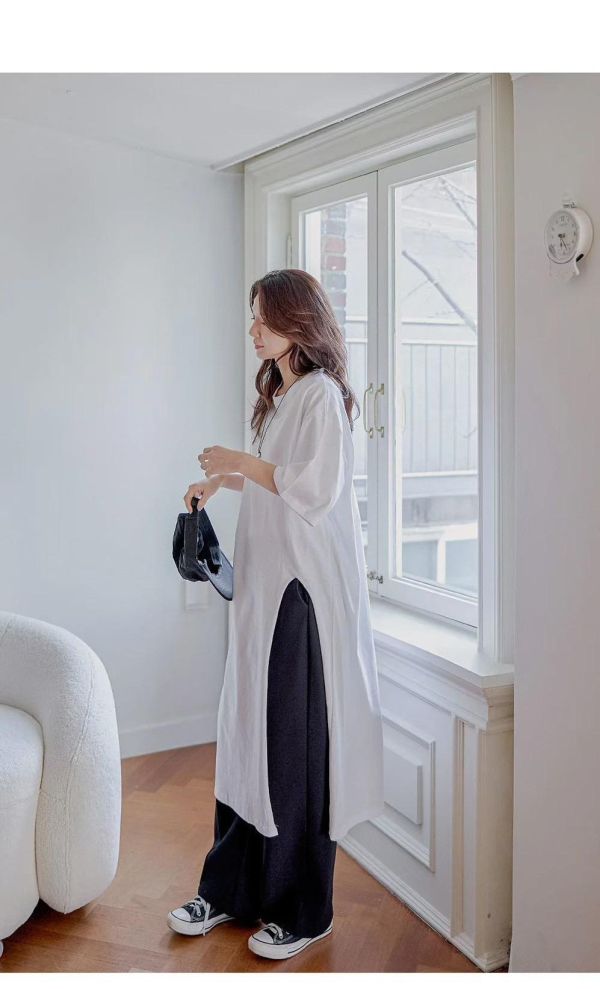 ZinD [ 經典單側開衩長版棉T ] 2色 2603153 shihslica 