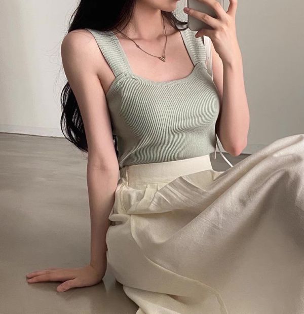 Z in D [ 彈性螺紋氣質方領小背心 ] 4色 2507186 (shihslica) ZinD,zind,ZD,zooindrawer,zoo in drawer,抽屜動物園,丹寧,牛仔外套,外套富翁,洋裝