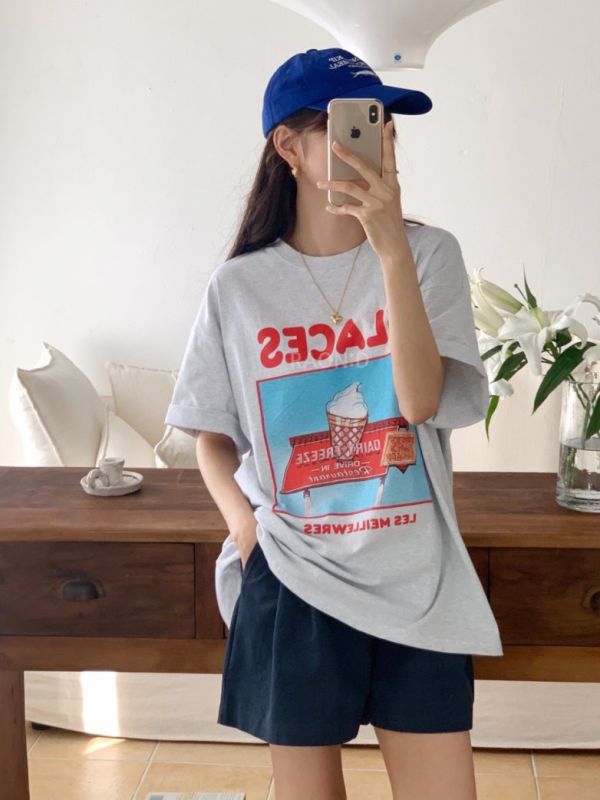 Z in D [ 美式復古冰淇淋圖樣棉Ｔ ] 4色 2507184 (shihslica) ZinD,zind,ZD,zooindrawer,zoo in drawer,抽屜動物園,丹寧,牛仔外套,外套富翁,洋裝