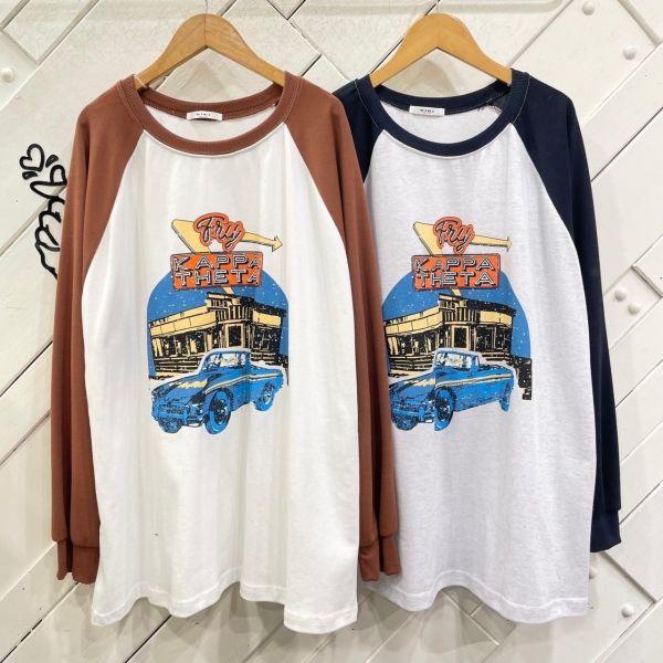 Z in D [ 美式復古汽車圖樣配色Ｔ恤 ] 2色 2510031 ZinD,zind,ZD,zooindrawer,zoo in drawer,抽屜動物園,丹寧,牛仔外套,外套富翁,洋裝