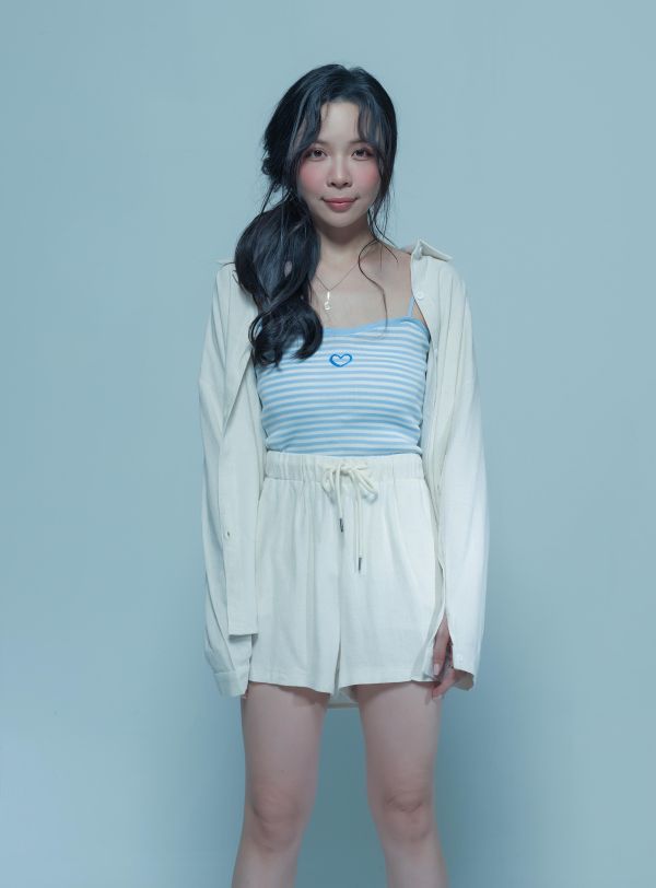 ZinD [ SALE 套裝：混紡簡約寬版衫＋短褲設計套裝 ] 2色 2608172 ZinD,zind,ZD,zooindrawer,zoo in 抽屜,動物園,丹寧,外套,外套富翁,洋裝,韓國襪子,年終慶,雙11,雙12,黑五,百搭,合購價,自訂,春裝,Tshirt,首爾