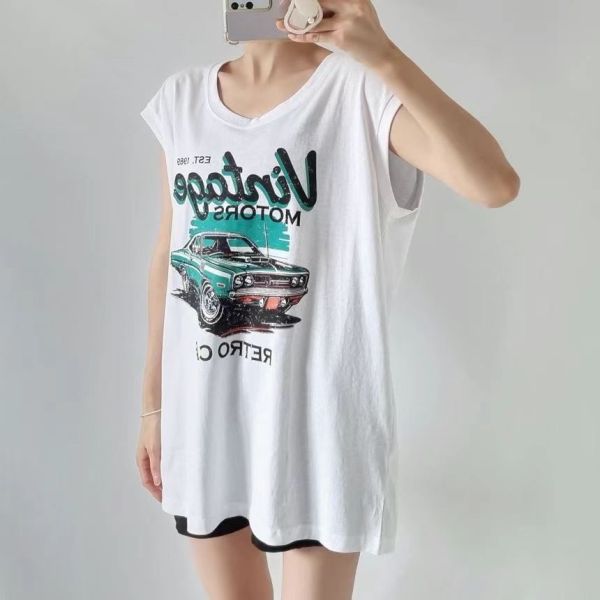 Z in D [ 美式古董車小蓋袖寬棉Ｔ ] 2色 2507091 (shihslica) ZinD,zind,ZD,zooindrawer,zoo in drawer,抽屜動物園,丹寧,牛仔外套,外套富翁,洋裝
