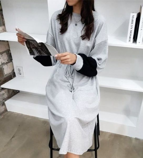 Z in D [ 袖子拼色縮腰連身洋裝 ] 5色 2510131 (shihslica) ZinD,zind,ZD,zooindrawer,zoo in drawer,抽屜動物園,丹寧,牛仔外套,外套富翁,洋裝,韓國襪子