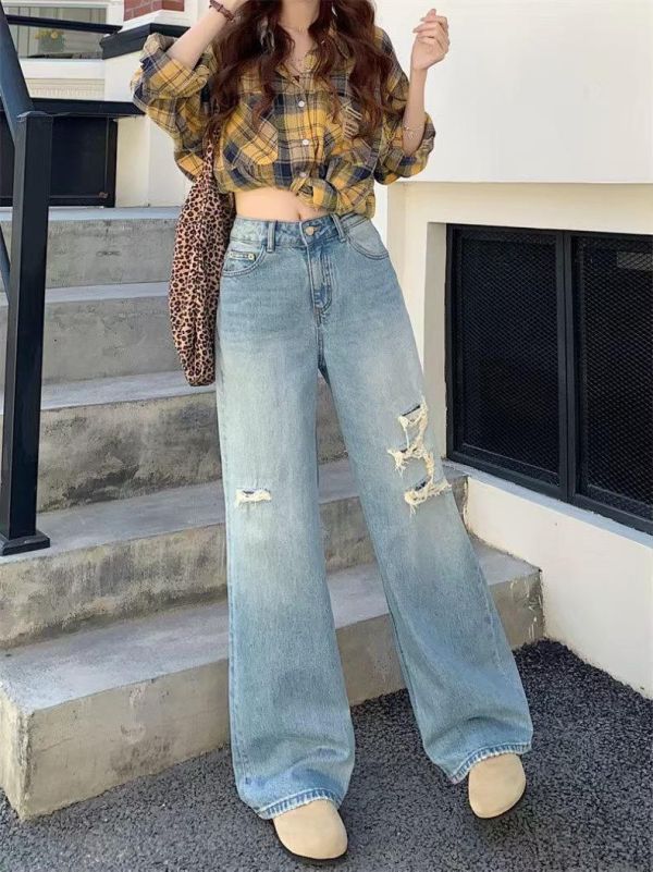 ZinD [ 小破損刷淺色修長丹寧褲 ] 4尺寸 2603152 