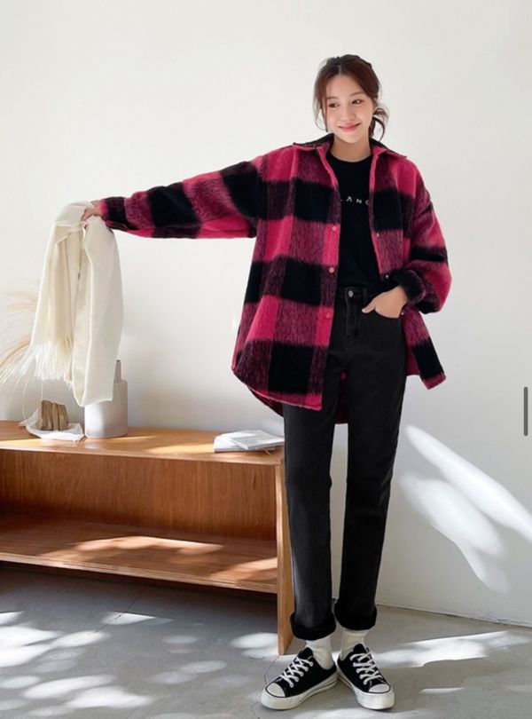 ZinD [ 磨毛面馬海毛大方塊復古暖外套 ] 2色 2512031 