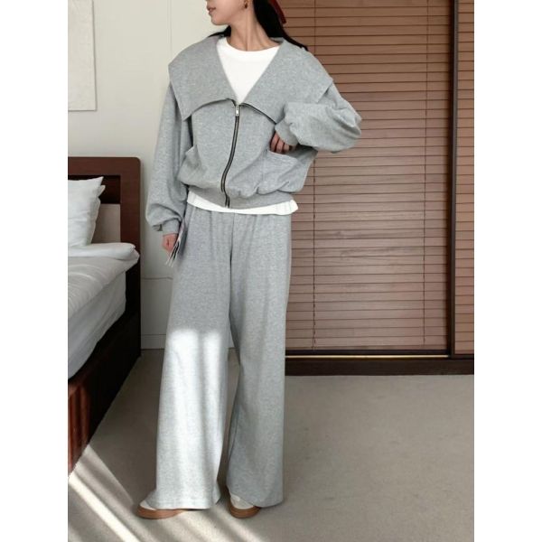 ZinD [ 休閒套裝 翻領拉鍊外套+褲 ] 2色 2502011 
