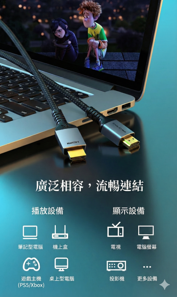 [CABLETIME] 8K60Hz HDMI 影音傳輸編織線 