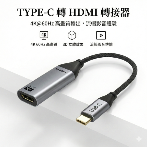 [CABLETIME] 4K60Hz TYPE-C公對HDMI母 轉接頭 