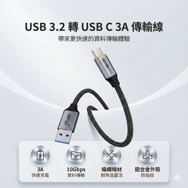 [CABLETIME] 3A USB TO TYPE-C 充電線 