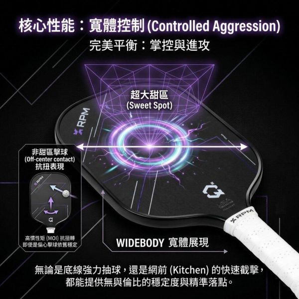 [RPM] Q2 專業寬版碳纖維匹克球拍 14mm速度型 16mm控球型 Pickleball RPM 匹克球, RPM 匹克球拍, 匹克球裝備, 匹克球拍推薦,Pickleball 球拍, 匹克球配件, 控球匹克球拍