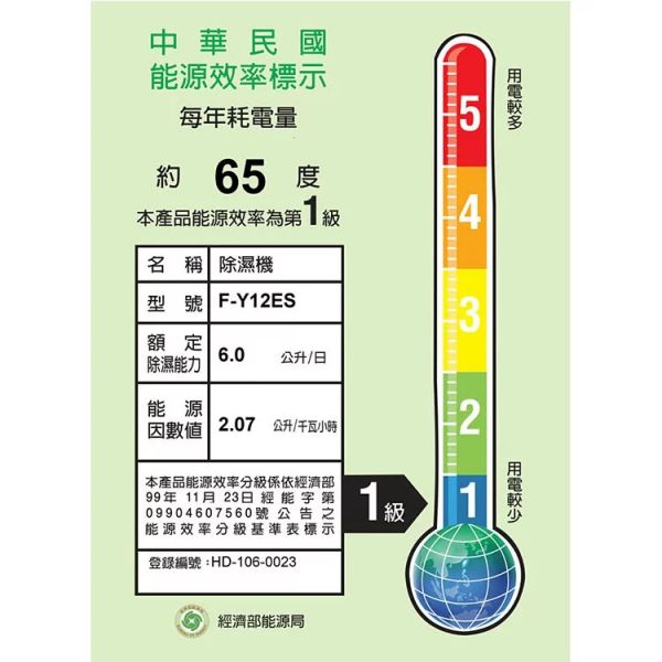 Panasonic國際牌【F-Y12ES】 節能環保除濕機 6公升 5-8坪 一級效能 原廠三年保固  (下單前先尋問有無現貨) Panasonic,國際牌,F-Y12ES,除濕機,6公升,5坪,8坪,一級效能,FY12ES