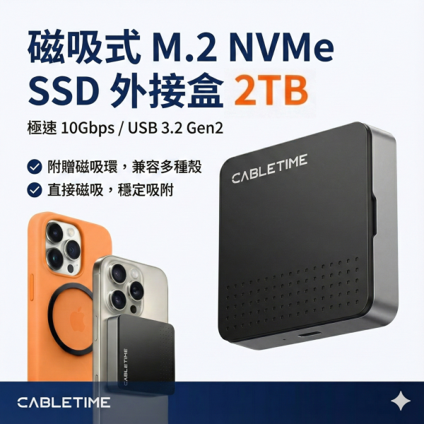 [CABLETIME] 磁吸外接M.2硬碟 